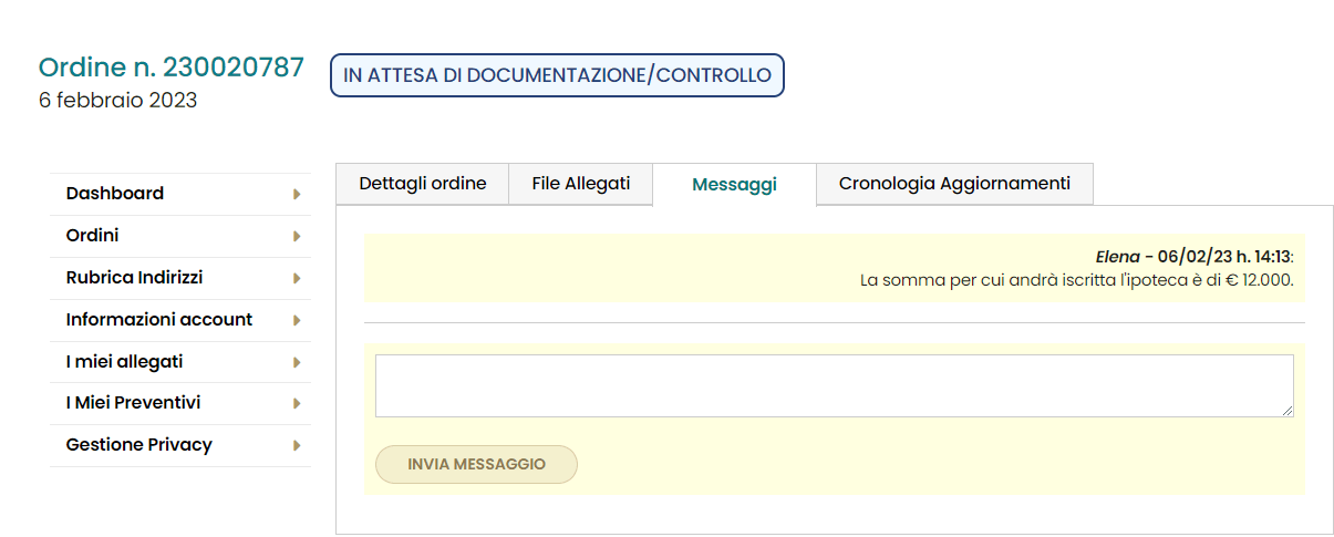 Trascriviamo.it Area Messaggi